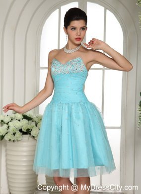 Blue Sweetheart Beaded Mini Prom Party Dress Lace-up