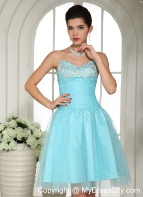 Blue Sweetheart Beaded Mini Prom Party Dress Lace-up