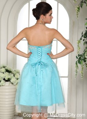 Blue Sweetheart Beaded Mini Prom Party Dress Lace-up