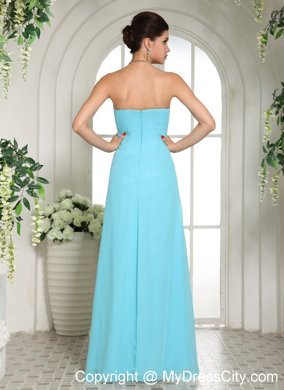 Blue Sweetheart Beaded Ruching 2013 Prom Dress High Slit