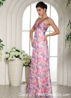 One Shoulder Beaded 2013 Printing Prom Dress for Girls