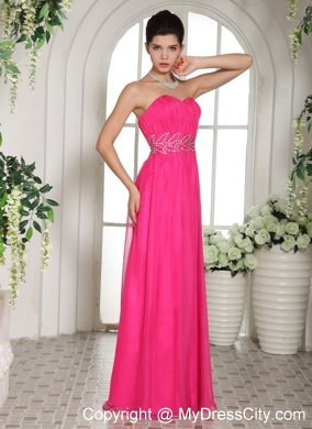 2013 New Hot Pink Sweetheart Prom Dress With Beading