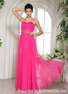 2013 New Hot Pink Sweetheart Prom Dress With Beading