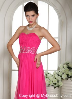 2013 New Hot Pink Sweetheart Prom Dress With Beading