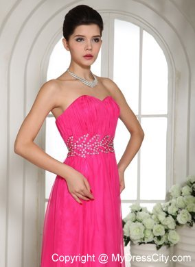 2013 New Hot Pink Sweetheart Prom Dress With Beading