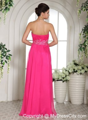 2013 New Hot Pink Sweetheart Prom Dress With Beading