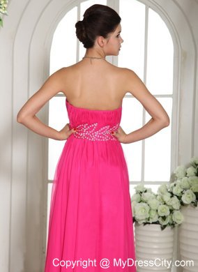 2013 New Hot Pink Sweetheart Prom Dress With Beading