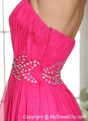 2013 New Hot Pink Sweetheart Prom Dress With Beading