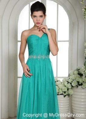 Turquoise One Shoulder Prom Celebrity Dress Ruched