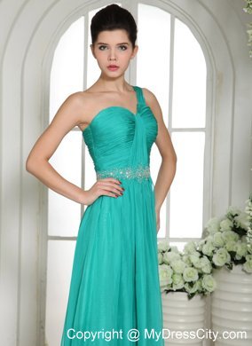 Turquoise One Shoulder Prom Celebrity Dress Ruched