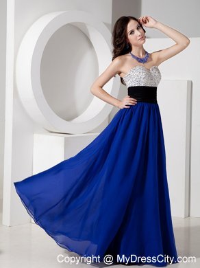 Royal Blue Empire Sweetheart Chiffon Prom Dress Beaded