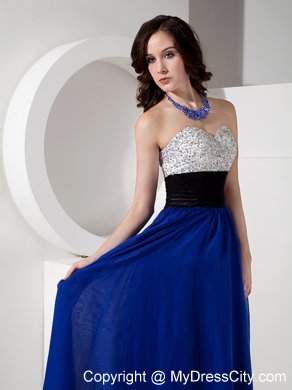 Royal Blue Empire Sweetheart Chiffon Prom Dress Beaded