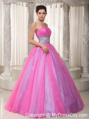 Strapless Hot Pink Princess Beading Prom Dress On Sale