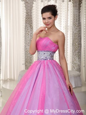 Strapless Hot Pink Princess Beading Prom Dress On Sale