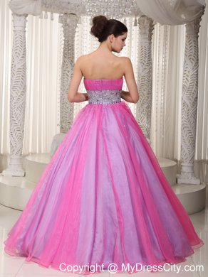 Strapless Hot Pink Princess Beading Prom Dress On Sale