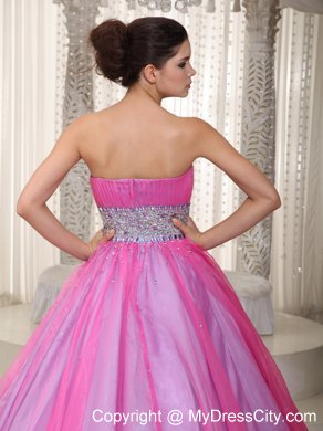 Strapless Hot Pink Princess Beading Prom Dress On Sale