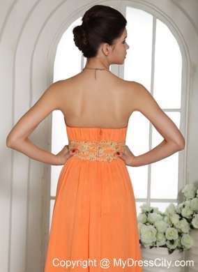 Orange Red Stylish Beaded Prom Dress With Strapless