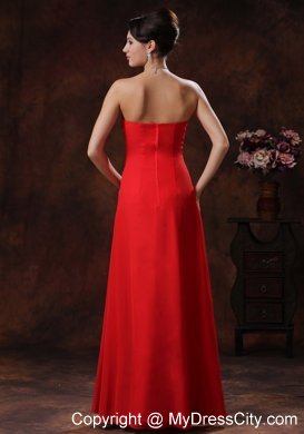 Red Beaded Decorate Strapless Chiffon Prom Dress for Cheap