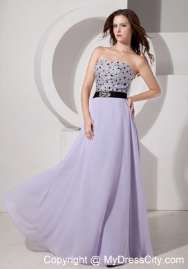 Lilac Beading Empire Strapless Chiffon Prom Dress Sashed