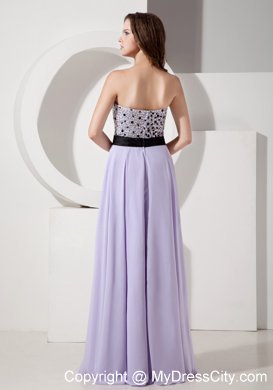 Lilac Beading Empire Strapless Chiffon Prom Dress Sashed