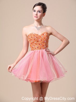 Mini-length Organza Sweetheart Prom Dress with Beaded Bodice