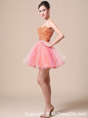 Mini-length Organza Sweetheart Prom Dress with Beaded Bodice