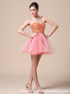 Mini-length Organza Sweetheart Prom Dress with Beaded Bodice