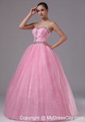 Ball Gowns Sweetheart Rose Pink Beaded Dress for Prom