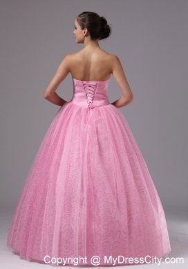 Ball Gowns Sweetheart Rose Pink Beaded Dress for Prom