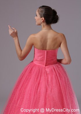 Coral Red Ball Gown Tulle Beaded Prom Dress For 2013