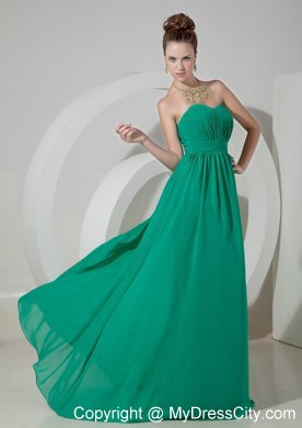 Sweetheart Turquoise Brush Train Chiffon Empire Prom Gown