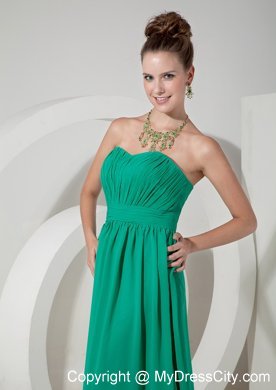 Sweetheart Turquoise Brush Train Chiffon Empire Prom Gown