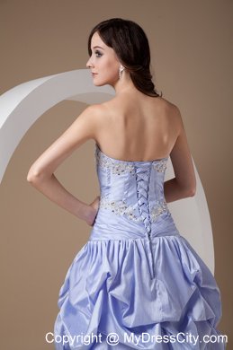 Ankle-length Lilac Prom Dress with Appliques and Beadings