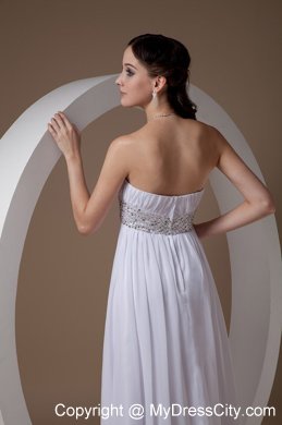 White Chiffon Sweetheart Front Split Prom Dress Beaded