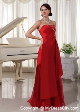 Strapless A-line Wine Red Prom Gown Dress With Embroidery