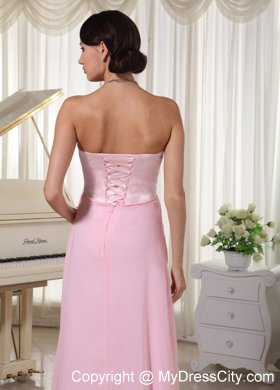 Chiffon and Satin Sweetheart Baby Pink Beaded Prom Dress