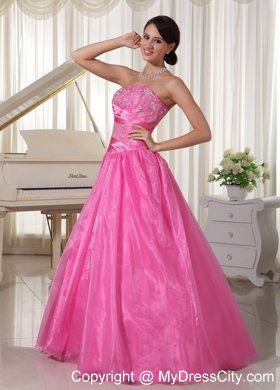 A-line Rose Pink Ruched Prom Dress With Embroidery Beading