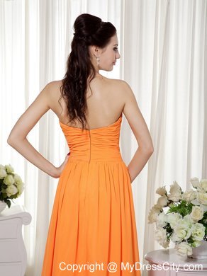 Beaded Orange Sweetheart Brush Empire Chiffon Prom Dress