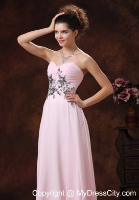 Baby Pink Sweetheart Chiffon Prom Dress with Appliques