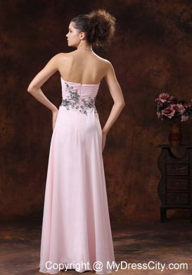 Baby Pink Sweetheart Chiffon Prom Dress with Appliques