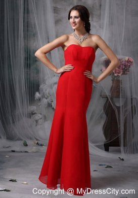 Sweetheart Red Prom Gown Dress in Mermaid Chiffon Design