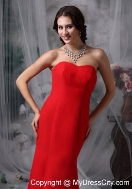 Sweetheart Red Prom Gown Dress in Mermaid Chiffon Design