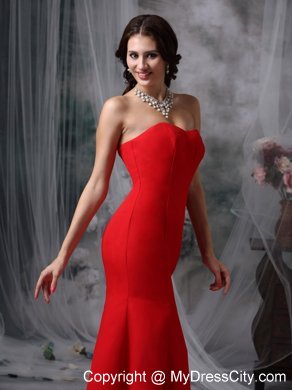 Sweetheart Red Prom Gown Dress in Mermaid Chiffon Design