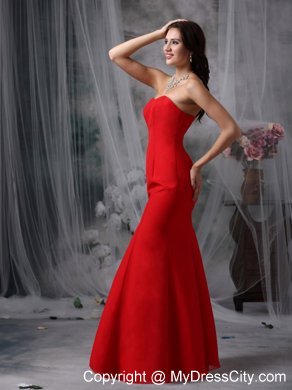 Sweetheart Red Prom Gown Dress in Mermaid Chiffon Design