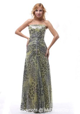 Unique Lace-up Leopard Strapless Dress for Prom 2013