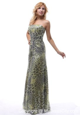 Unique Lace-up Leopard Strapless Dress for Prom 2013