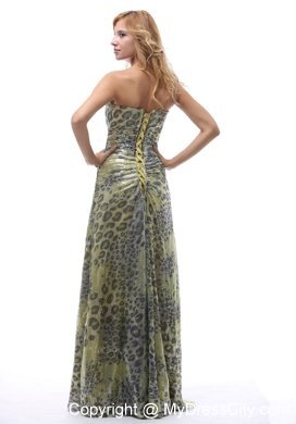 Unique Lace-up Leopard Strapless Dress for Prom 2013