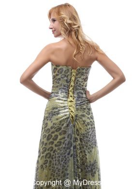 Unique Lace-up Leopard Strapless Dress for Prom 2013