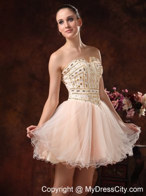 Strapless Mini-length Prom Dress with Exquisite Rhinestones