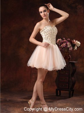 Strapless Mini-length Prom Dress with Exquisite Rhinestones